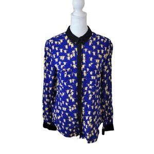 MAEVE Anthropologie Penguin Blouse Novelty Print Button Up Top Women's Size 4